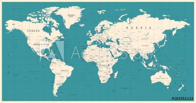 Picture of World Map Vintage Vector Detailed illustration of worldmap